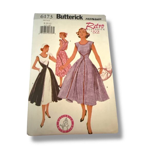Butterick 6173 Retro 1952 Dress Walk Away Fit Flare Wrap Uncut 8 10 12 FF - Picture 1 of 3